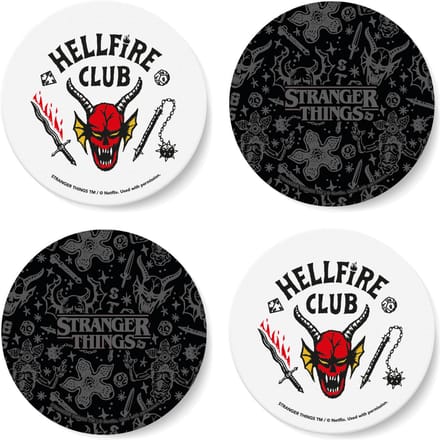 Stranger Things Hellfire Club Round Coaster Set