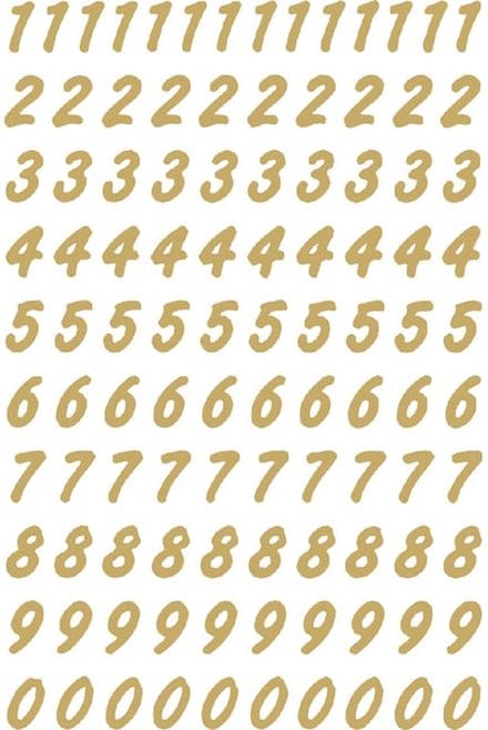Etiket herma 4151 8mm getallen 0-9 goud op transp | 10 stuks