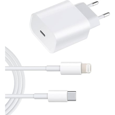 Lightning naar USB-C kabel (2 meter) met USB-C adapter - Wit