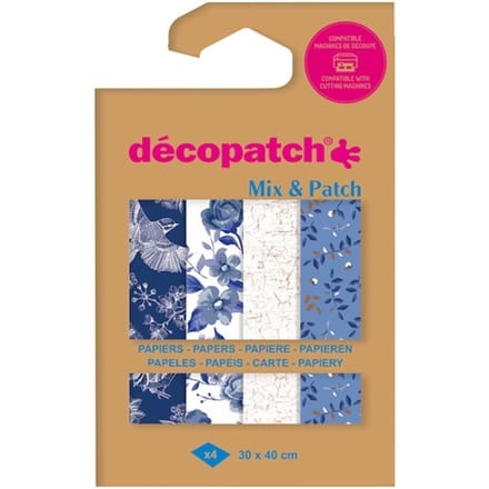 Hobbypapier Décopatch 30x40cm set à 4 vel thema Shades of Blue