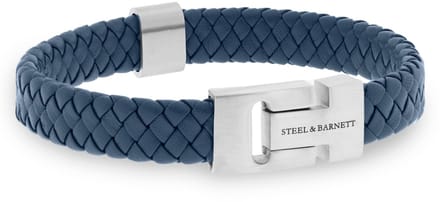 STEEL & BARNETT - Leren Armband Heren - Harrison - Blauw - Maat S