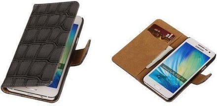 Grey Croco Samsung Galaxy A3 Hoesje Book/Wallet Case/Cover