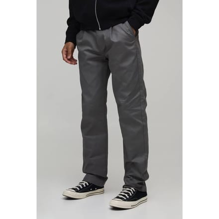 Straight Fit Pleat Front Chino Trouser | Charcoal | Size 52