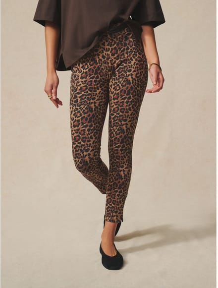 Next - Dames - Cropped jersey denim legging - Bruin
