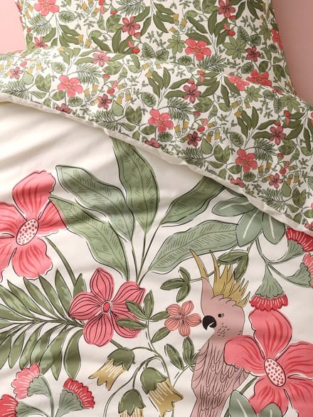 Vertbaudet Dekbedovertrekset + kussensloop kind TROPICAL, met gerecycled katoen