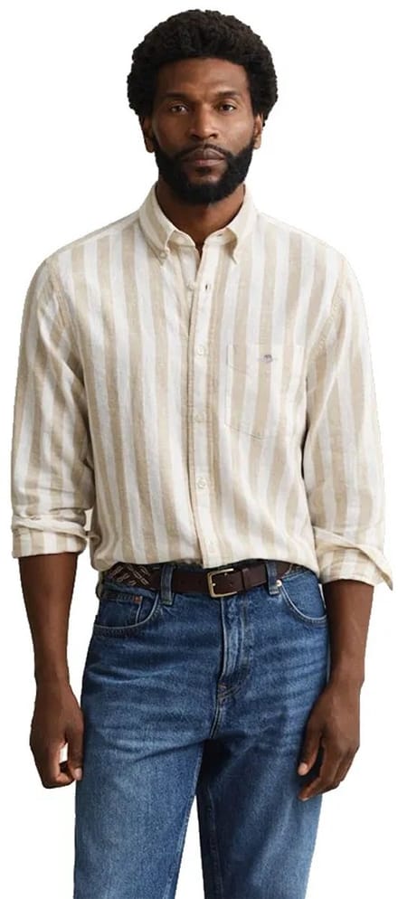 Gant 3260019 Linen Regular Fit Overhemd Met Lange Mouwen Beige S Man