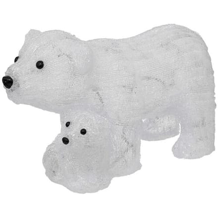 Feeric Lights & Christmas Verlichte buitenfiguur beer met welp - 44 cm