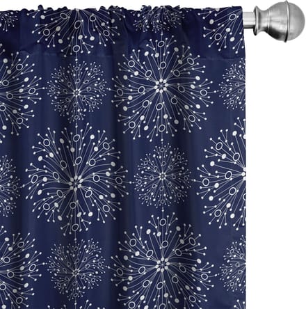 ABAKUHAUS – Moderne gordijnen – 2-delige set 75x175 cm – Donker indigo & wit