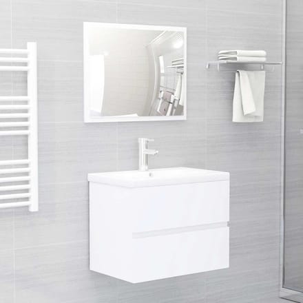 vidaXL - 2-delige - Badkamermeubelset - bewerkt - hout - wit