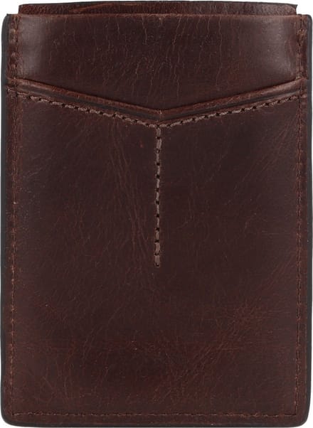 Fossil Derrick creditcard etui RFID leer 7 cm - 1 Sleuven - braun