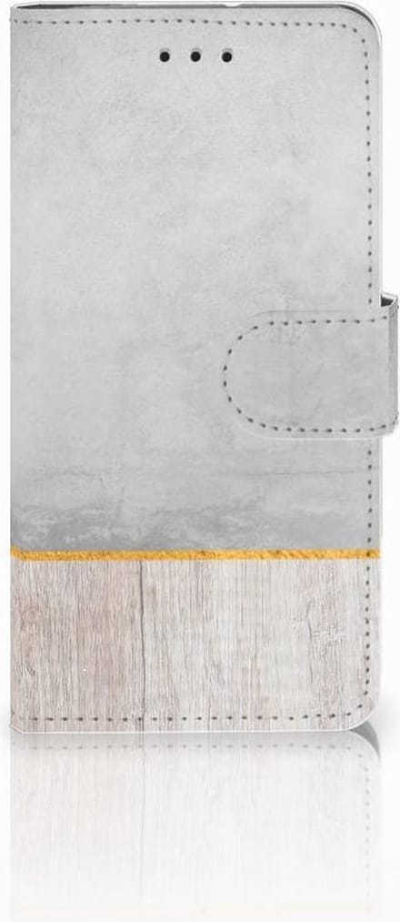 Book Case voor Motorola Moto G7 Play Book Style Case Wood Concrete