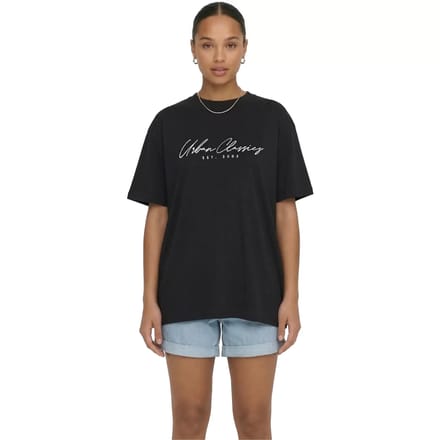 Urban Classics - Script Logo Loose Dames Tshirt - XS - Zwart