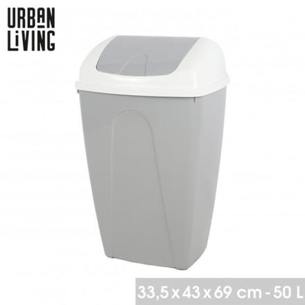"PASHA" Flip afvalbak 50L – tweekleurig wit en Nomad Grey