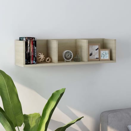 vidaXL - Cd-wandschap - 75x18x18 - cm - bewerkt - hout - sonoma - eikenkleurig