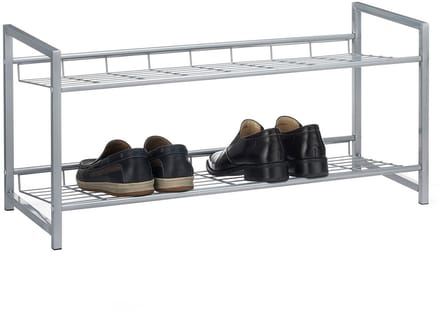 Schoenenrek SYSTEM, zilver gelakt, 2 vakken