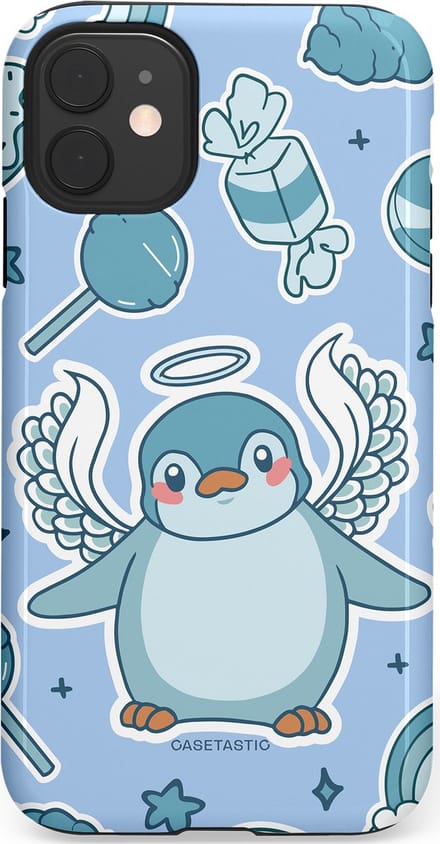 Casetastic hoesje geschikt voor Apple iPhone 11 - Dubbellaagse bescherming - Pinguin vleugels - Fashion Case - Lichtblauw Lichtgrijs Wit