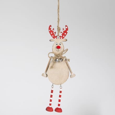 Sass & Belle kersthanger - Rudi Reindeer in stripey stockings