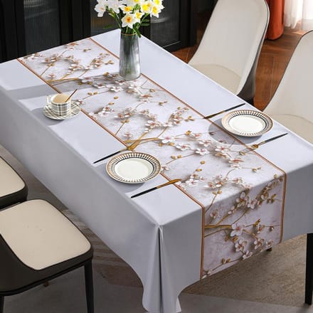 Nappe en PVC imperméable et résistante à l'huile, nappe rectangulaire à fleurs minimaliste 120*170cm