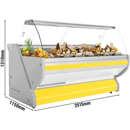 GGM Gastro Kühl-/ Fleischtheke - 2500mm - Gelb - mit Fleischlicht & beleuchteter Frontblende