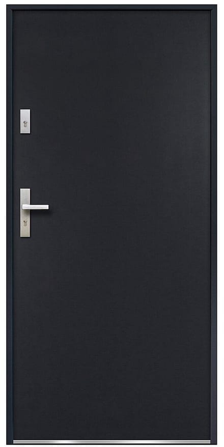 Vente-unique Massieve stalen voordeur, 207 cm hoog x 100 cm breed, antraciet - 55 mm dik - rechtsdraaiend - AGUEDA