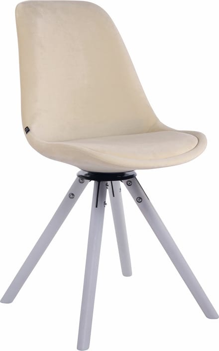 CLP Troyes Eetkamerstoel - Rond frame - Fluweel wit creme
