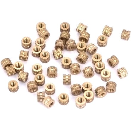 50pcs M3 Brass Cylinder Knurled Round Molded in Insert Embedded Nuts (M3*5*5.3)