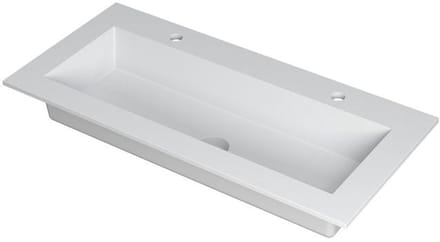 INK Kraft Wastafel Enkele Bak 2 Kraangaten - 1000x450x10 mm - Mat Wit