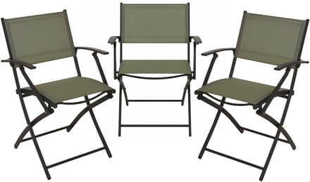 Redcliffs Klapstoel - 3x - groen - opklapbaar - 46 x 52 x 85 cm - staal/polyester - campingstoel/tuinstoel