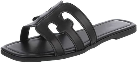 Dames slipper met uitgesneden details en platte zool Mt:37