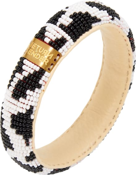 Return to Sender Armband Dames smal - Ø7 cm - Zwart Wit - Glazen Kralen