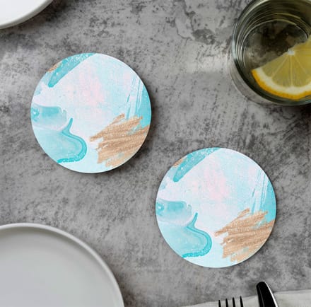 GR onderzetters voor glazen - Waterpaint - Blue - Vinyl - 6st