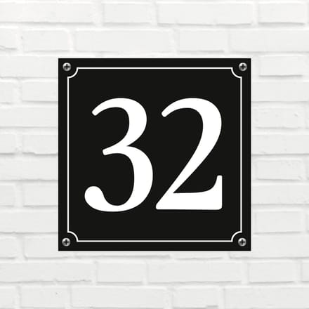 Huisnummerbord Mat zwart Deluxe - Nummer 32 - incl. bevestiging