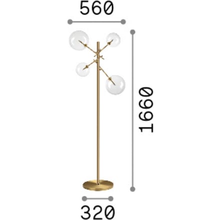 IDEAL LUX vloerlamp Equinoxe, chroom/transparant, hoogte 166 cm