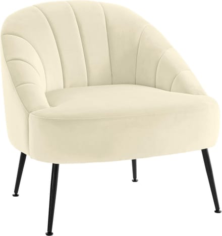 Quincy-Lounge stoel in fluweel metaal crÃƒÂ¨me wit