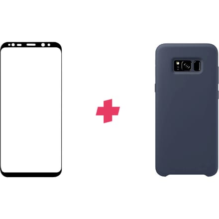 Bundel: Samsung Galaxy S8 screenprotector + blauw Siliconen hoesje