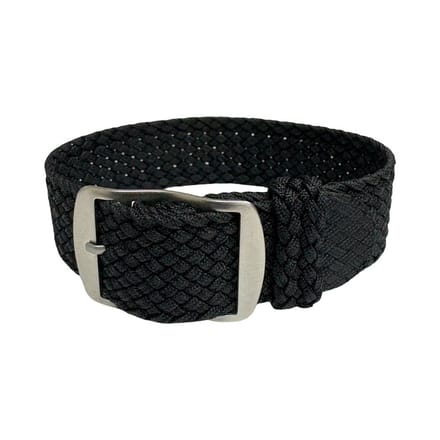 Premium Braided Perlon Strap - Geweven Perlon Horlogeband - Zwart 20mm