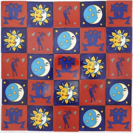 Verpakking van 25 Handgemaakte Mexicaanse Talavera Tegels 10,5 cm