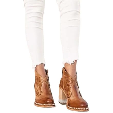 Bottes de mode brodées femmes Rivet cristal talons hauts bottes courtes bottines 37 rouge marron
