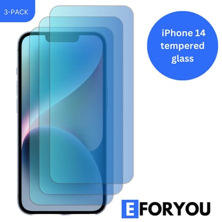 3-Pack iPhone 14 Gehard Glas Screenprotector - Transparant met Doekjes