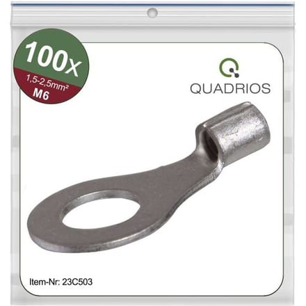 Quadrios 23C503 Ringkabelschoen Dwarsdoorsnede (max.): 2.5 mm² Schachtdiameter: 6.5 mm Ongeïsoleerd 100 stuk(s)