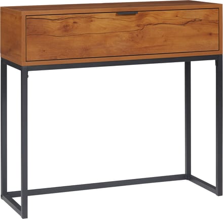 HOMCOM-Konsolentisch-Spanplatte, Stahl-80L x 30B x 76H cm-Naturholz