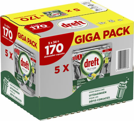 Dreft Platinum All In One Vaatwascapsules Citroen 170 stuks