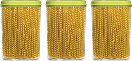 Plasticforte Voedselcontainer strooibus - 3x - groen - 1500 ml - kunststof - voorraadpotten
