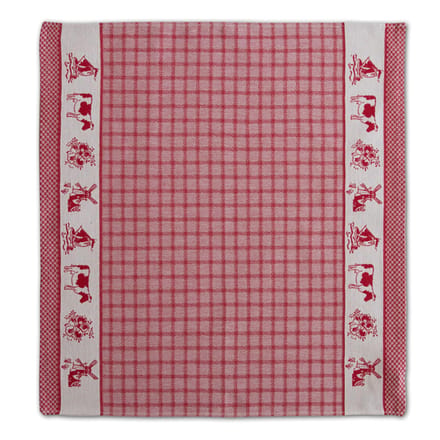 DDDDD - 6x Theedoek - Dutchie - Set van 6 - Katoen - Geruit - Nederlandse Print - 60x65 cm - Rood