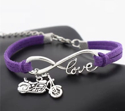 12Getit Armbandje paars met motor hangertje