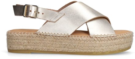 Sacha - Dames - Gouden leren plateau sandalen - Maat 37
