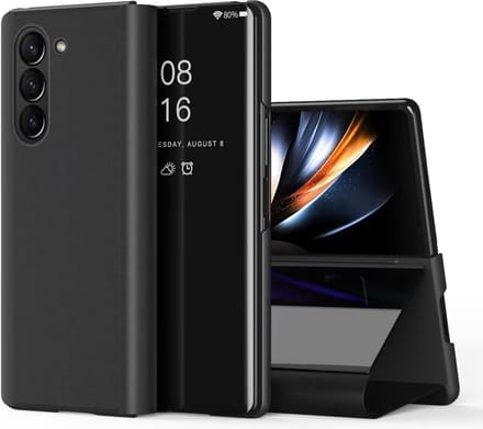Geschikt voor Samsung Z Fold 5 - Clear View Cover - Display smart view hoesje - Zwart