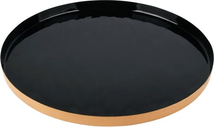Dekoratief | Dienblad rond, zwart/goud, metaal, 21x21x2cm | A228181
