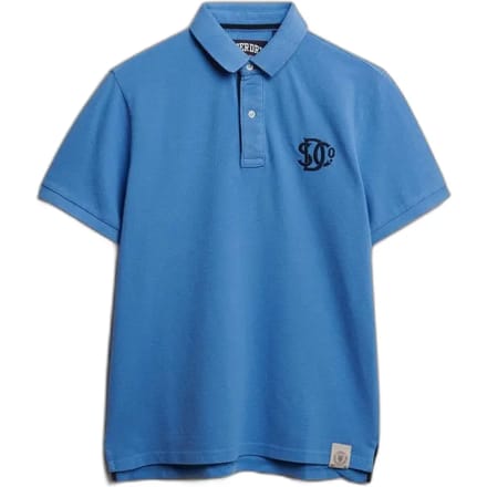 Superdry Polo Piqué Monogram Blauw - Maat XXL - Heren