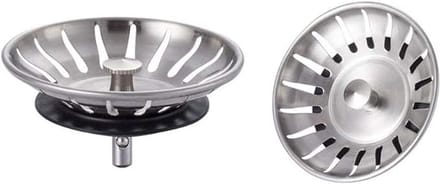 Gootsteenfilter Plug - Roestvrijstalen Deksel met Rubberen Afdichting, 78mm - 2 Stuks